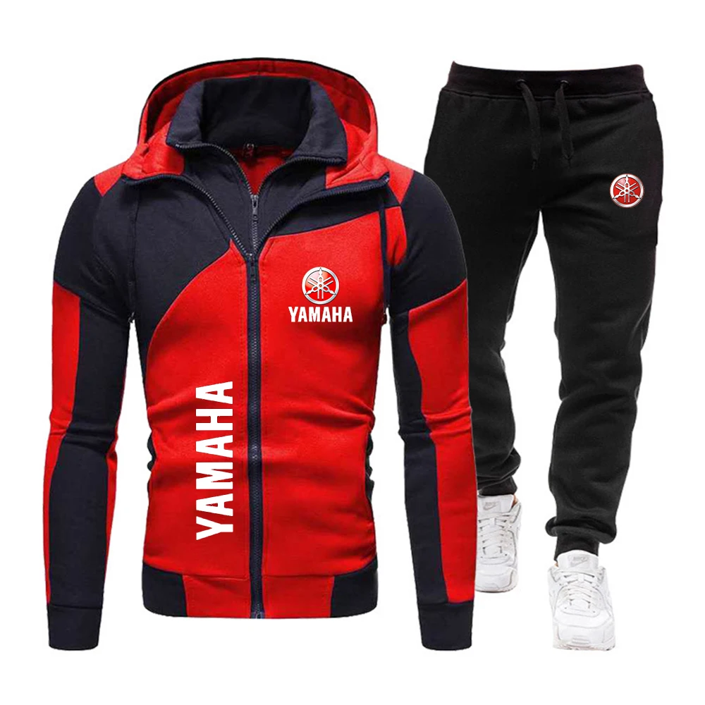Image of Neues Yamaha Herbst/Winter Herren-Sportset mit Reißverschluss-Hoodie und Hose, Modische Sport- und Freizeitkleidung