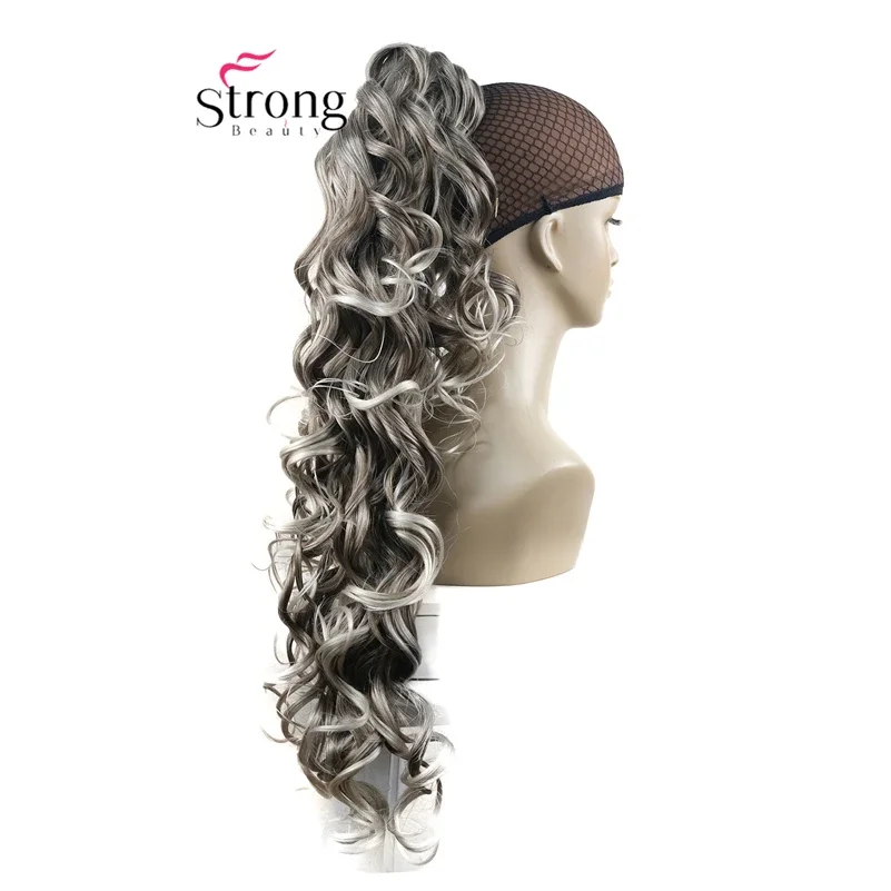 

StrongBeauty Ponytail Long 32" Curly Synthetic Clip In Claw Drawstring Ponytail Hair Extension Synthetic Hairpiece jaw/claw clip