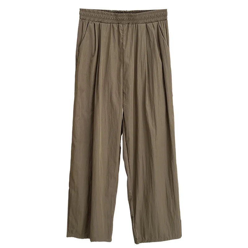 

2025 женские брюки больших размеров, новые летние минималистичные повседневные и легкие широкие длинные брюки, низ 100 кг 1627