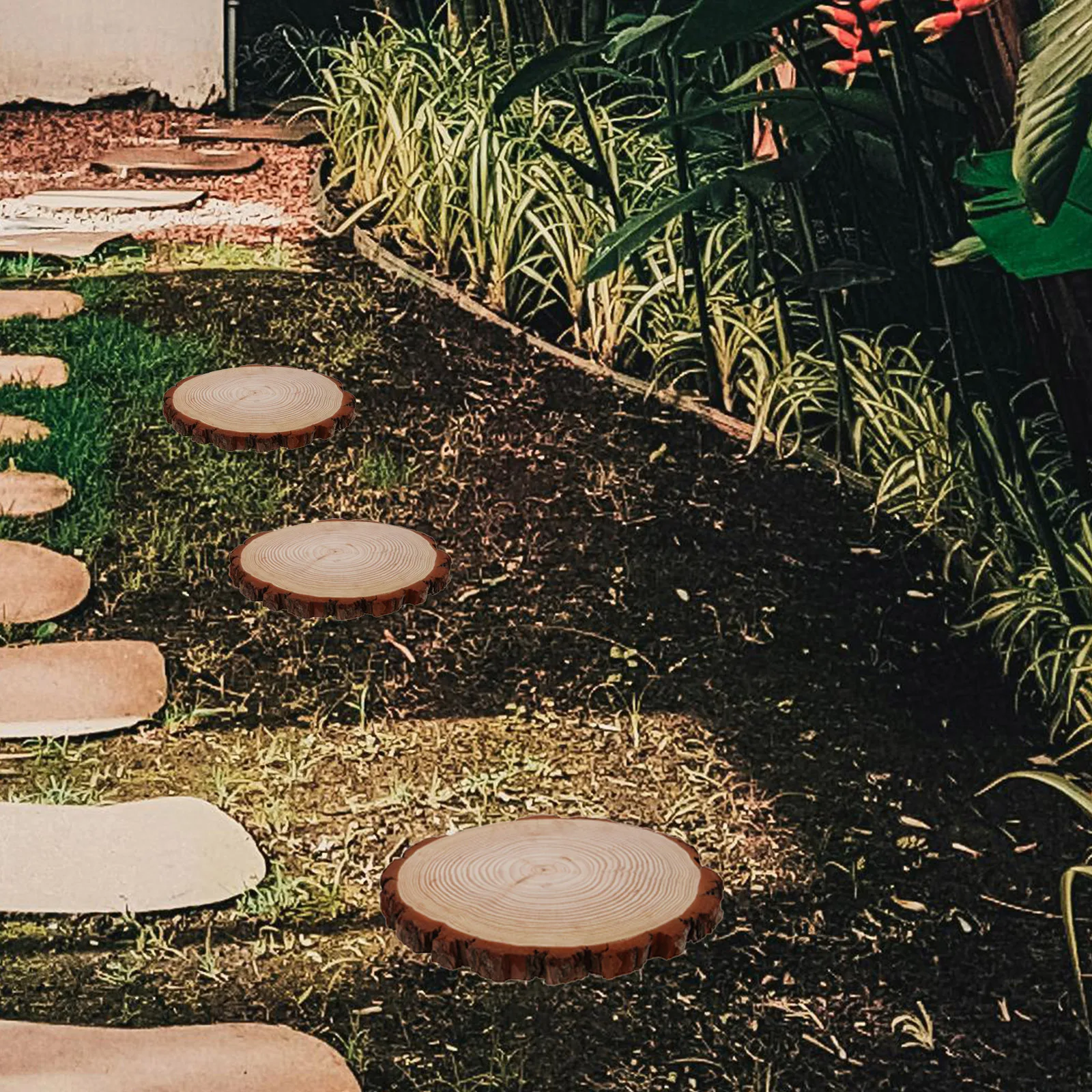 

Outdoor Wood Stepping Log Garden Paver Decorative Wooden Garden Pathway Lawn Paver Outdoor Walkway