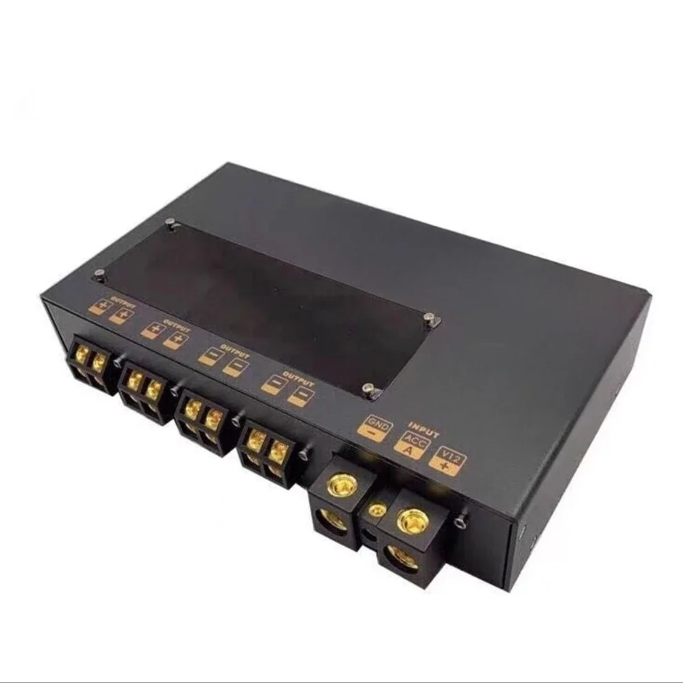 Car audio power manager capacitor, one in four out 20 Farad voltage regulator boost purification circuit dry