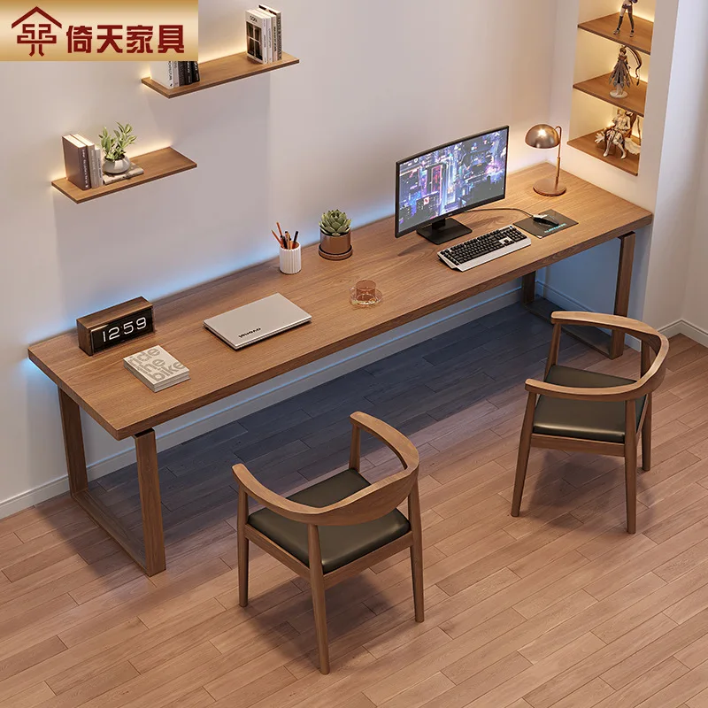 

American solid wood computer desk home office and chair combination long table double study table writing