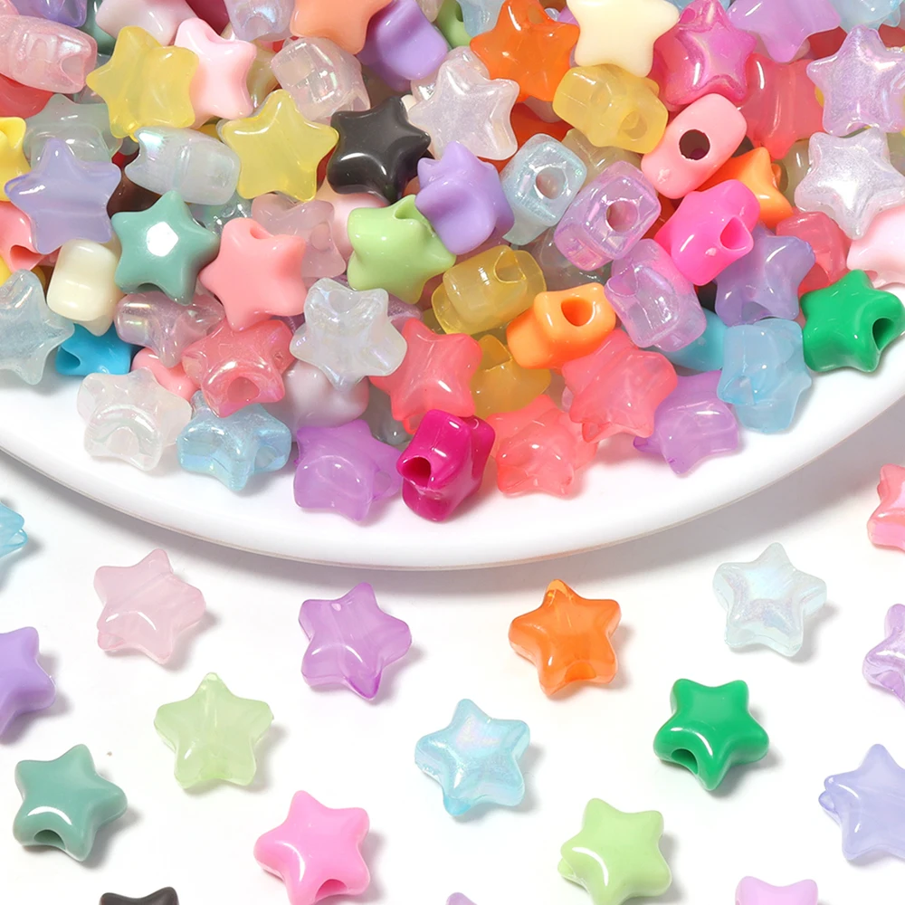 100-500pcs 9mm Candy Color Shape Star Shape Acrylic Beads Loose Spacer Beads For Jewelry Making DIY Bracelet Necklace Accessory