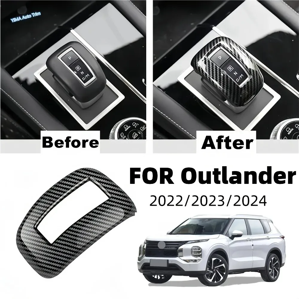 Carbon Fiber Shift Knob Cover for Mitsubishi Outlander 2022 2023 2024, Easy Snap-On Installation & Interior Upgrade