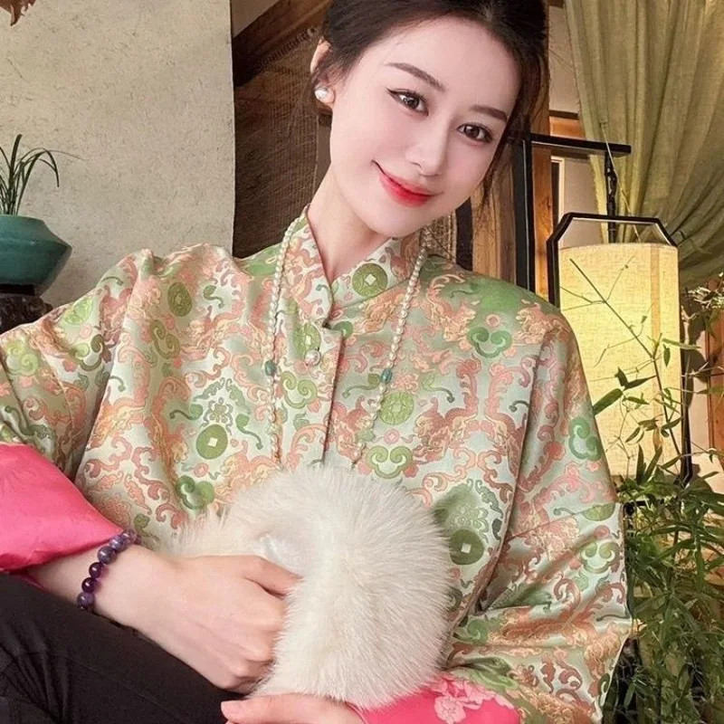New Unique Super Good-looking Jacket Age-reducing Fashion Clothes New Chinese Style Comfortable Pink Double-sided Coat Women
