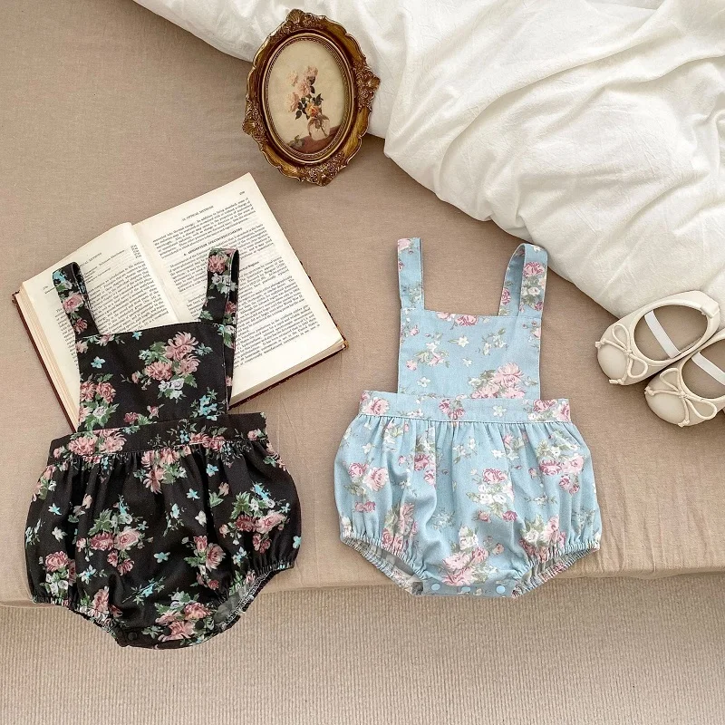 Cute Newborn Baby Girl Clothes 0-2Years Princess Long Sleeve White Shirt Tops Backless Flower Romper Suspender Short 2PCS Outfit