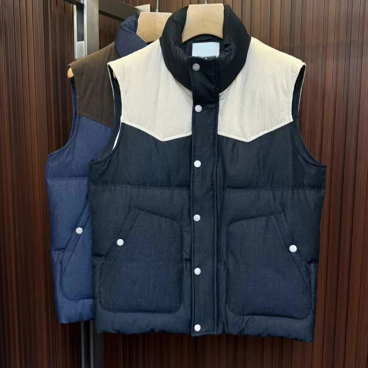 Italy BC old money style men's stand-up collar business casual contrasting color down vest