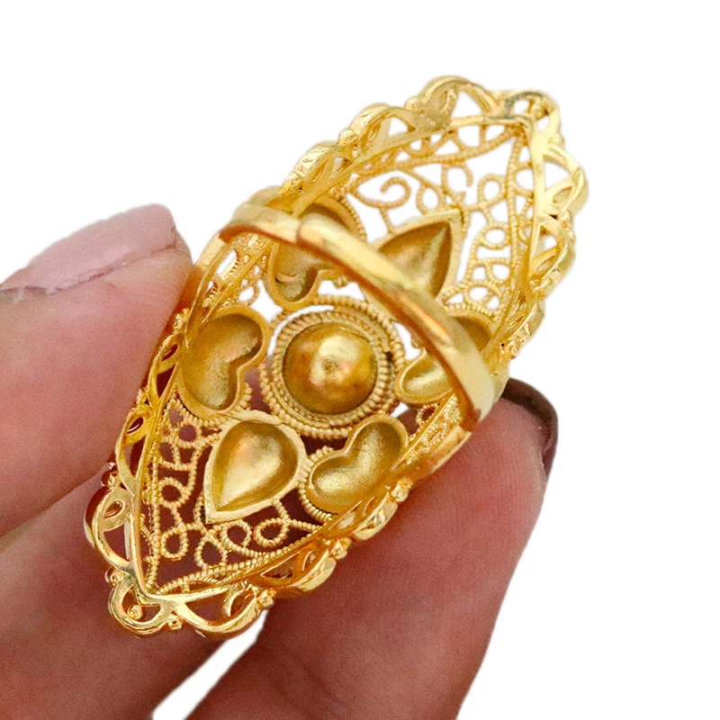 Red Lucky Stone Wedding Rings Women Free Size Golden Color Classic Africa 24k Middle East Jewelry Wholesale