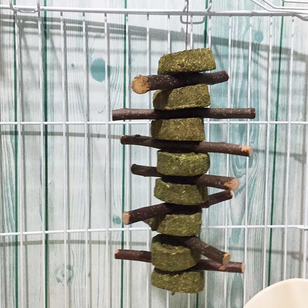 

Molar Skewers Chew Toys for Rabbit Hamster Chinchilla Pet Snacks Wooden Molar String Toy Dental Health Fun Cage Toy High Fiber
