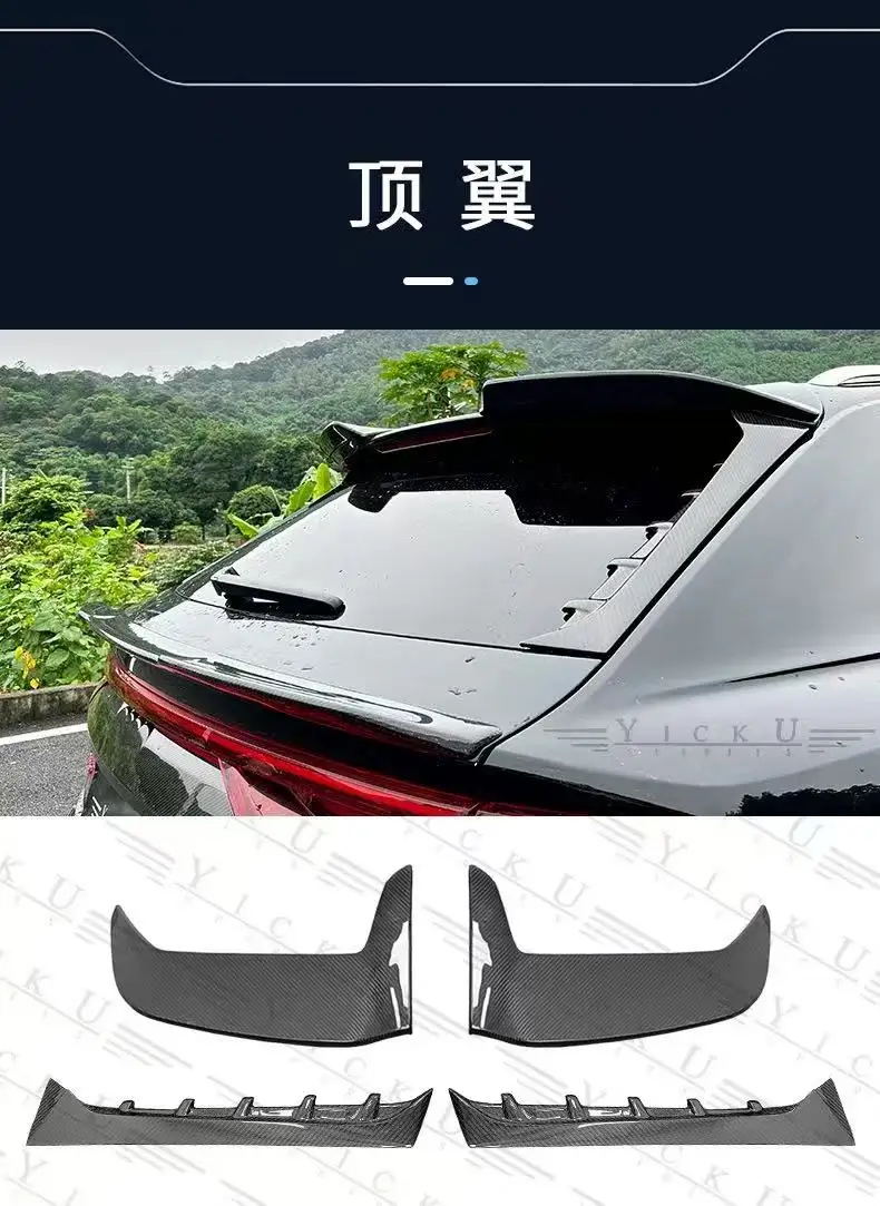 

Custom product, car roof spoiler body kit, dry carbon fiber material, suitable forAu di RSQ8, ABT style.
