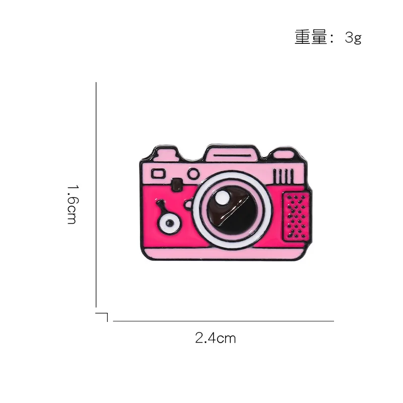 4 Styles Camera Enamel Pins Custom Brooches Bag Lapel Badges Cartoon Travel Outdoors Jewelry Gift for Kids Friends Drop Shipping
