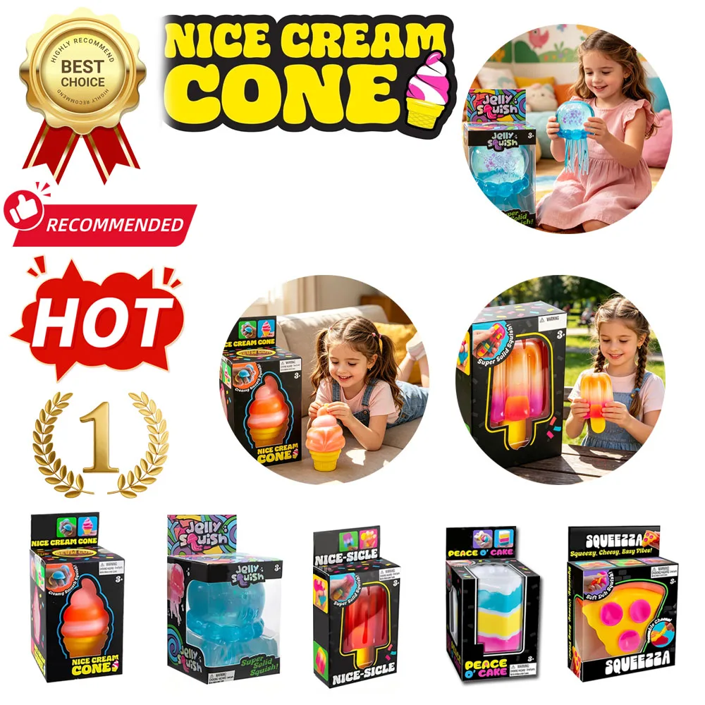 2026 Nee-doh Nice Cream Cone, Juguete Sensorial Antiestrés con Forma de Cono de Helado Colorido, Herramienta para la Ansiedad y la Concentración para Adultos y Niños