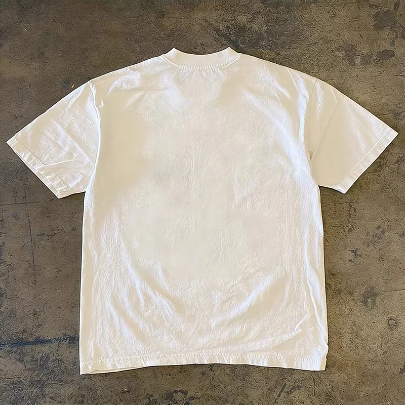 Pure Cotton Short Sleeve T-Shirt Double Thread Loose Fit Male Female Couples Retro American Style Heavyweight Summer Breathable