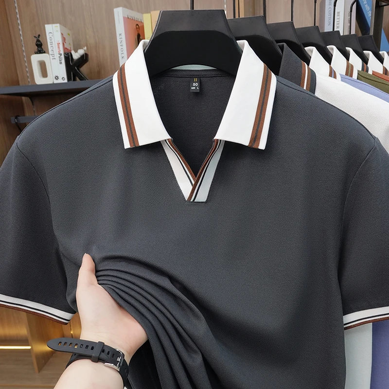 2026 New Arrival Men 100% Cotton Polo Shirt Summer Trendy Breathable Clothes Short Sleeve Tops Mercerized Cotton T-shirt