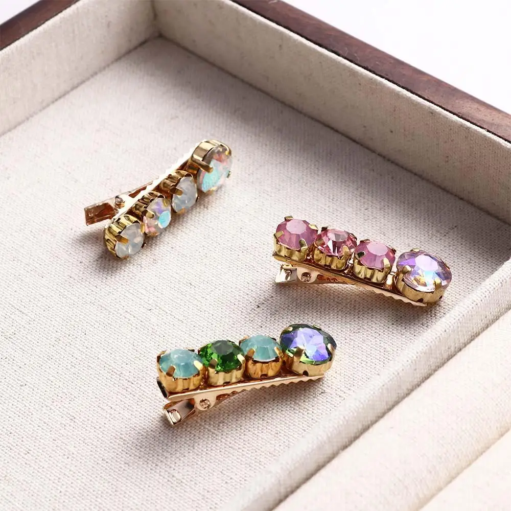 Colorful Gem Small Barrettes Girl Hair Clip Beads Hair Clip Female Hair Accessories Korean Style Headwear Rhinestone Hairpin