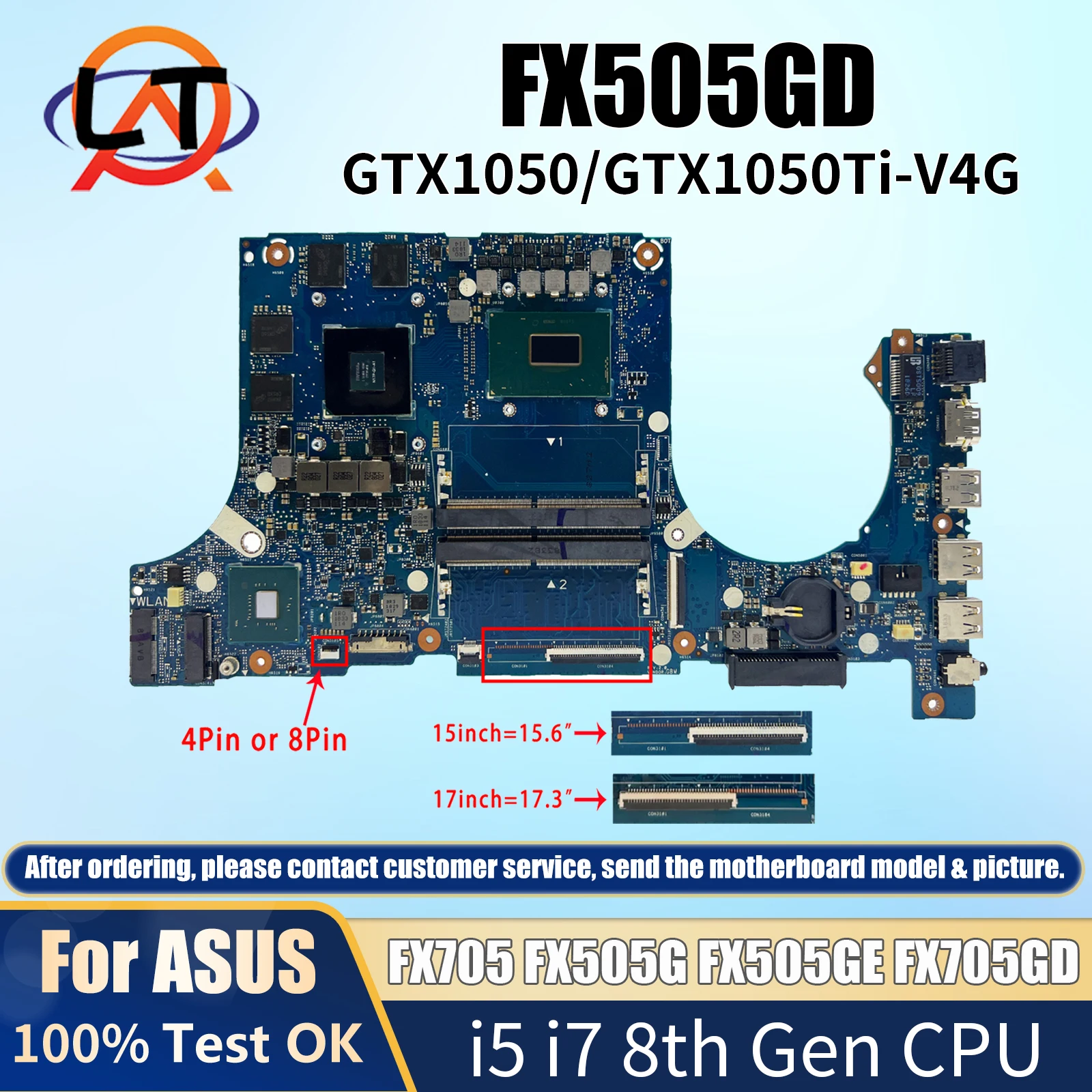 

FX505GD Mainboard For ASUS FX705 FX505G FX505GE FX705GD FX86F Laptop Motherboard With i5-8300H i7-8750H CPU GTX1050/GTX1050Ti