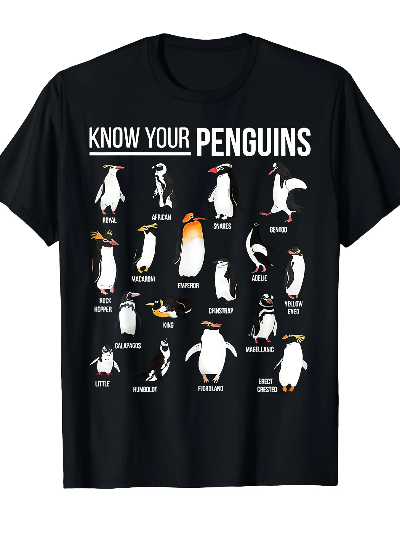 Discover Different Penguin Species - T-Shirt for Ocean Animal Enthusiasts [Stylish Design] Trendy Street Style Women'S Tee Made From Soft with Round Neck and Short Sleeves, Also Available in Men'S Sizes