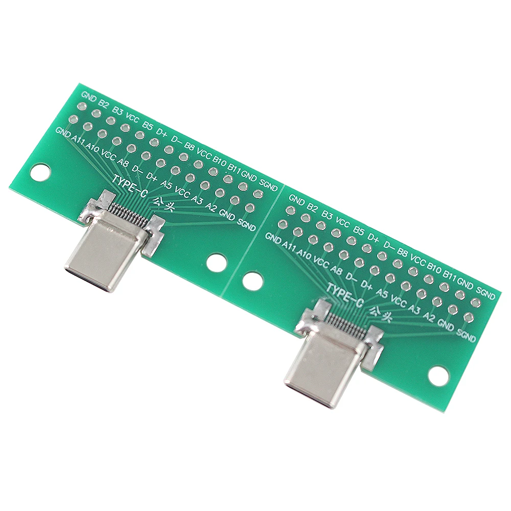 2PCS Typ-C Stecker USB 3,1 Test PCB Board Adapter Typ C 2,54mm Stecker Buchse Für daten Linie Draht Kabel