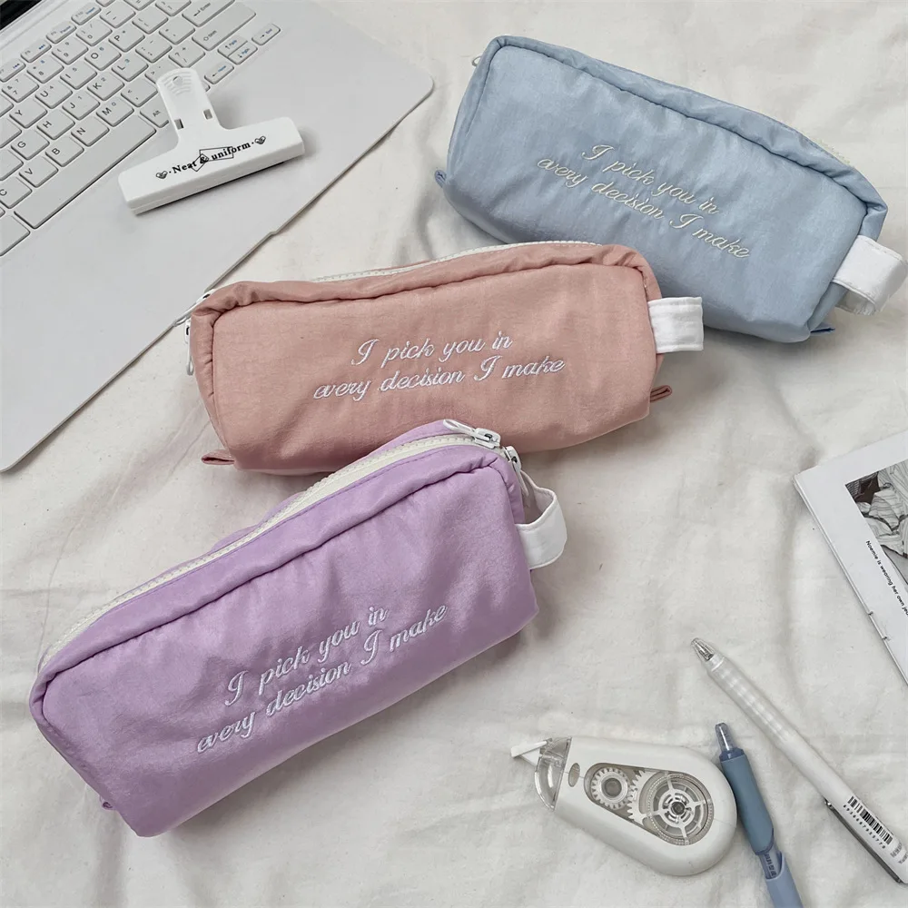 Pencil Case High Capacity Pencil Bag Pen Bag Bow Embroidery Stationery Box For Gift For Girls Students Students Gift For Girls