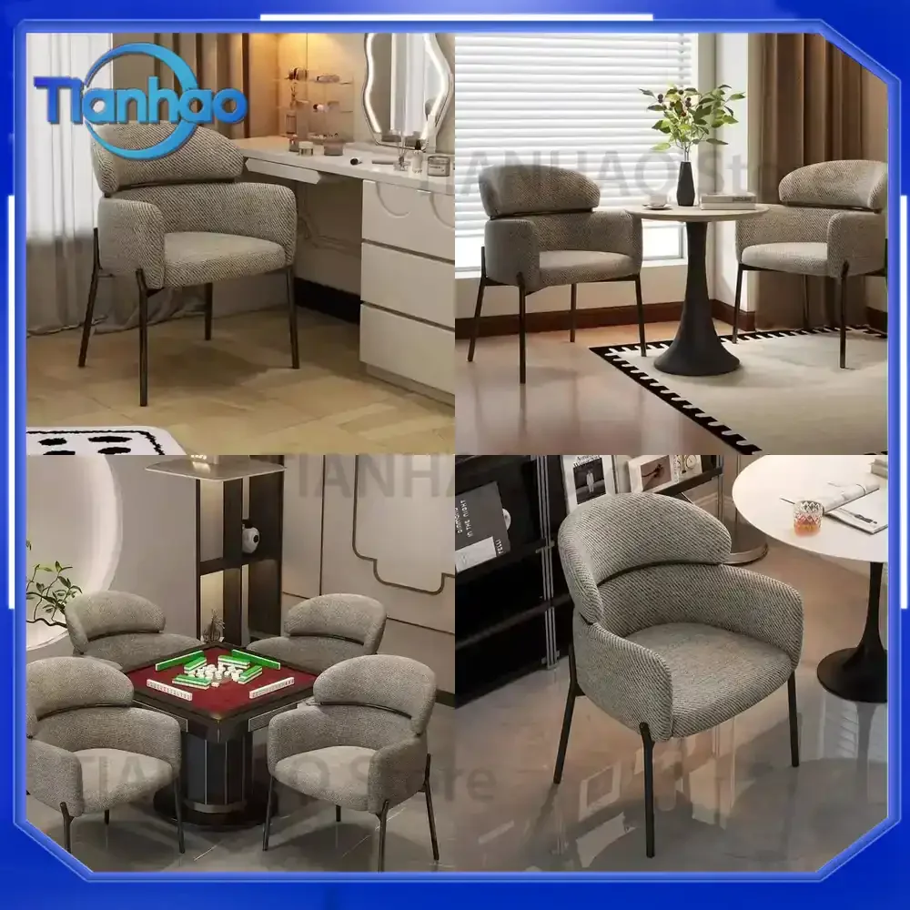 Light Luxury Backrest Chair for Living Room Leisure Room Home Retro Dining Chair for Nordic Dining Table Bedroom Dressing