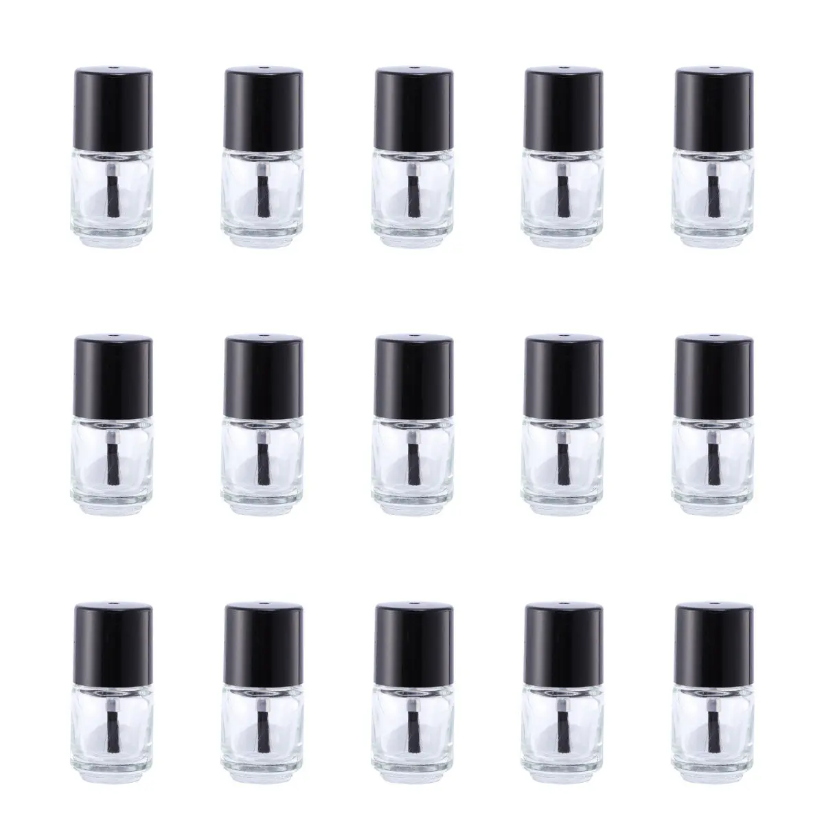 Glass Nail Polish Bottles 15 Pack 5ml Transparent Refillable Leakproof Containers for DIY Manicure