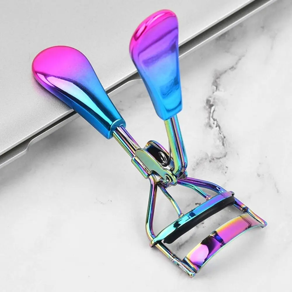 Piegaciglia tipo pressa in acciaio inossidabile Manico ergonomico Sollevamento ciglia Ciglia Clip per arricciare Ampio angolo Apertura liscia