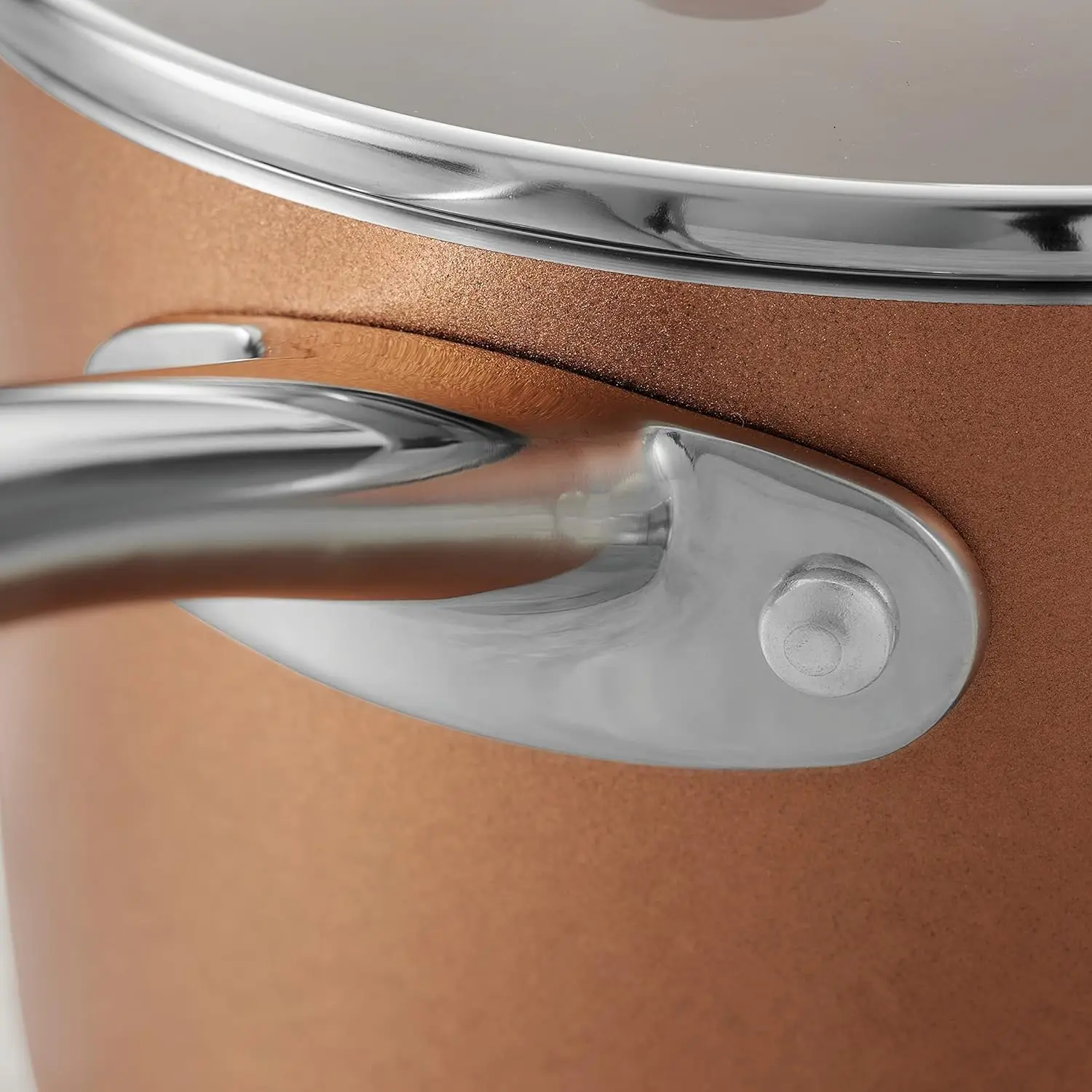 طقم أواني طهي غير لاصقة مكون من 11 قطعة مع أغطية زجاجية، طقم أواني ومقالي من الألومنيوم غير لاصقة مقاس كبير (نحاس معدني)