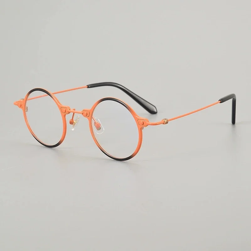 Belight البصرية شكل دائري اليدوية الملونة الجمع بين اللون التيتانيوم خمر النظارات الرجعية الإطار وصفة طبية عدسة TT072