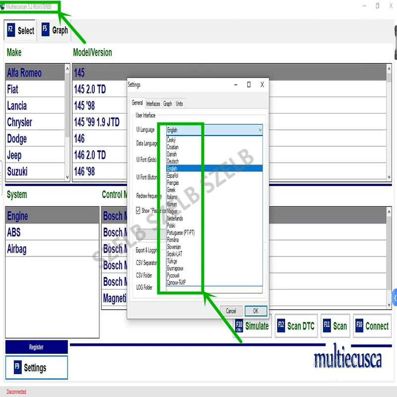 2025 حار، Multiecuscan V5.2 مسجل غير محدود Keygen لشركة فيات الماسح الضوئي متعدد Ecu مسح العمل لأداة تشخيص ELM327 obdii