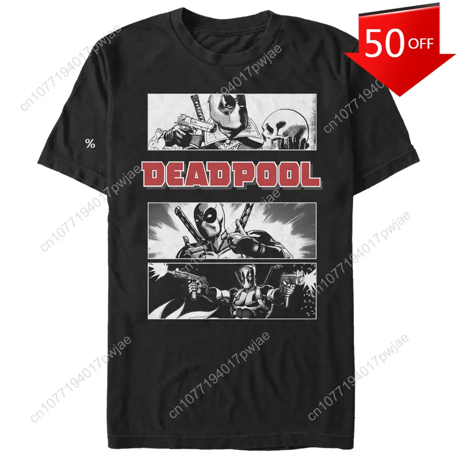 

Marvel Men's Marvel Deadpool Grayscale Panels T-Shirt