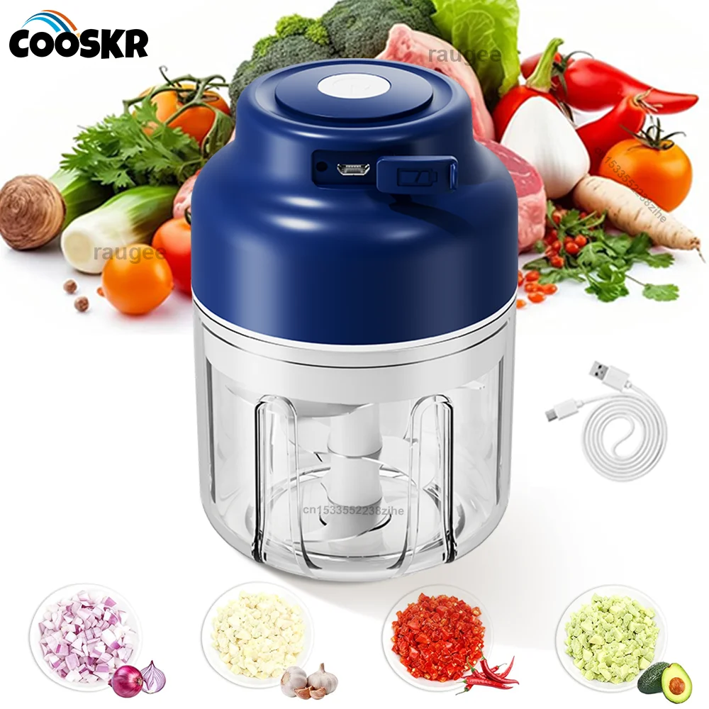 Electric Garlic Chopper USB Rechargeable Garlic Mincer Mini Food Processor Meat Vegetable Fruit Grinder Portable Garlic Chopper