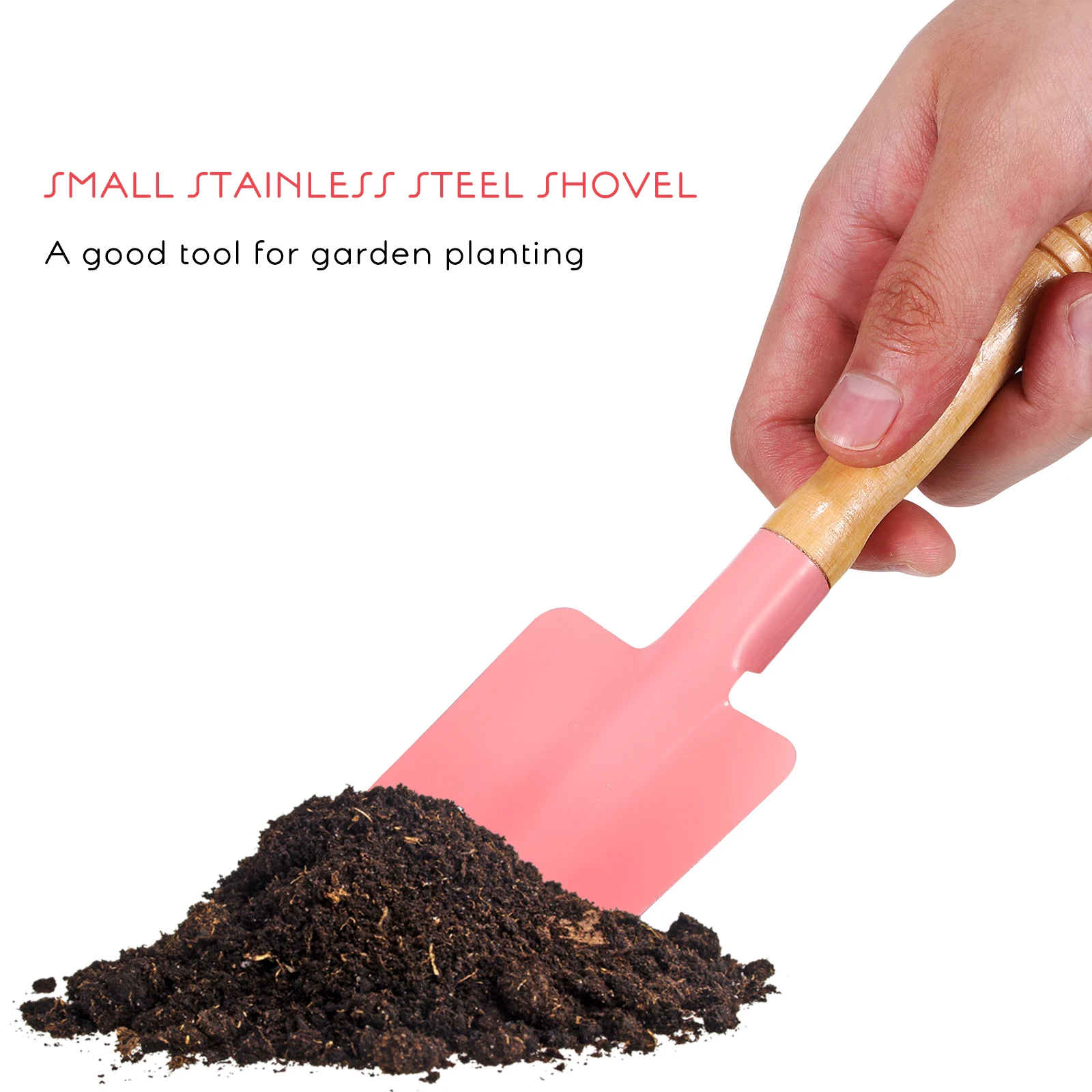 

3 Piece Shovel Trowel Rake Set Stainless Steel Wooden H Mini Garden Tools Kit R om Color Perfect for Planting Digging