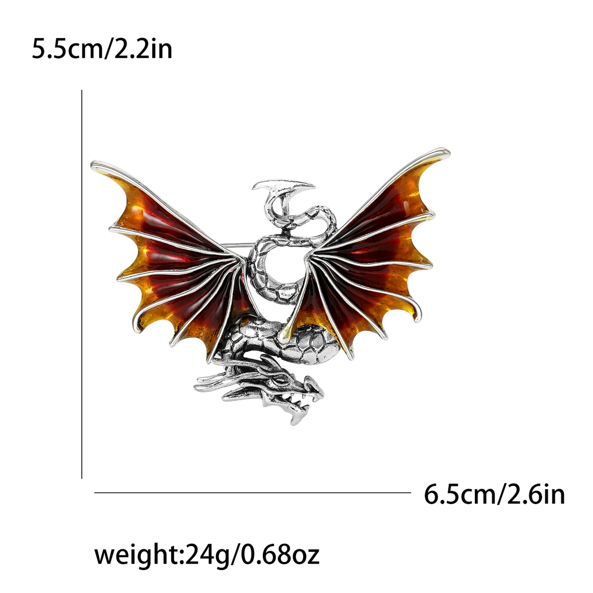 Enamel Flying Dragon Brooches for Women Unisex Animal Pins 2-color Available Casual Party Accessories Gifts