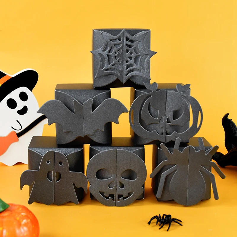 6pcs Halloween Candy Gift Box Spider Bat Pumpkin Cookie Boxes Bag Halloween Party Decoration Supplies Kids Favors Trick or Treat