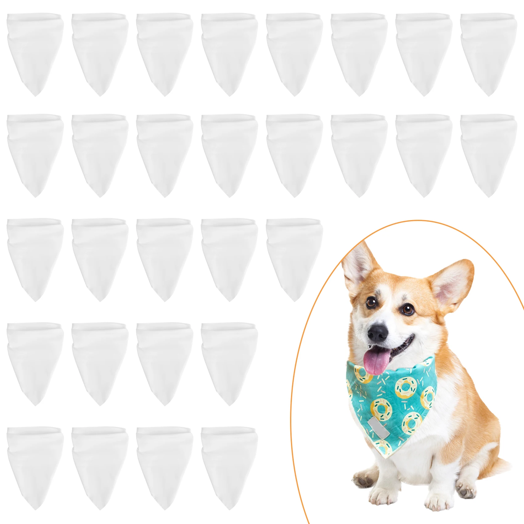 30 Pcs Sublimation Blank Pet Bandana Heat Transfer Washable DIY Triangle Dog Scarf Bibs Kerchief for Dogs Puppy Cats