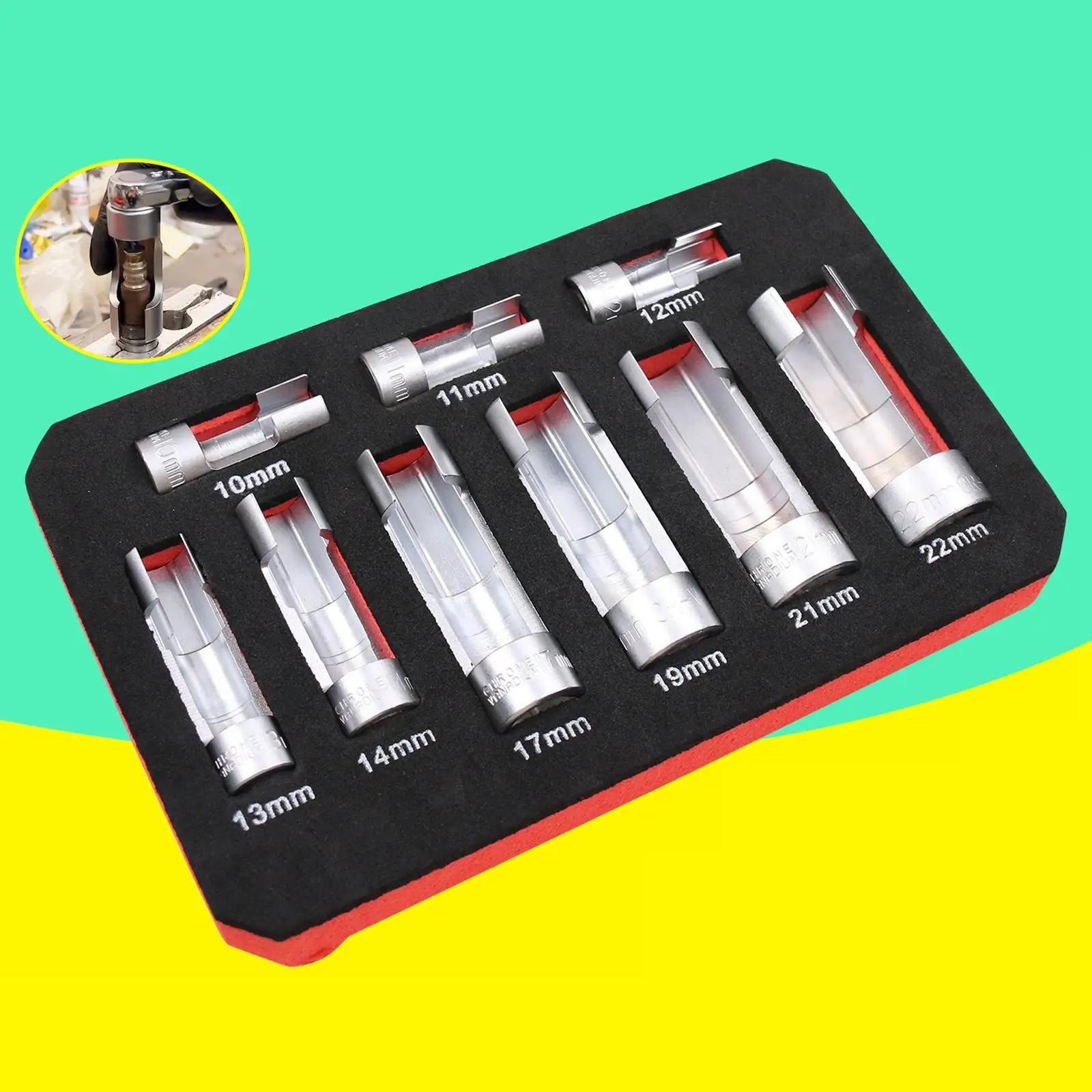 

Professional Automotive Fuel Line Socket Wrench Steel 9 Piece Removal Set for Quick Car Repairs