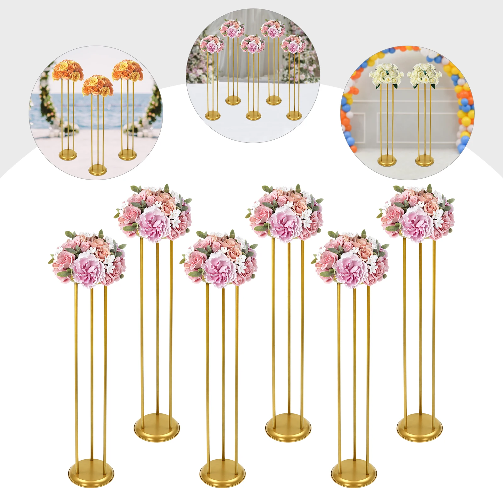 20*20*100cm 6 Pcs Gold Flower Display Stand Road Lead Centerpiece Vase