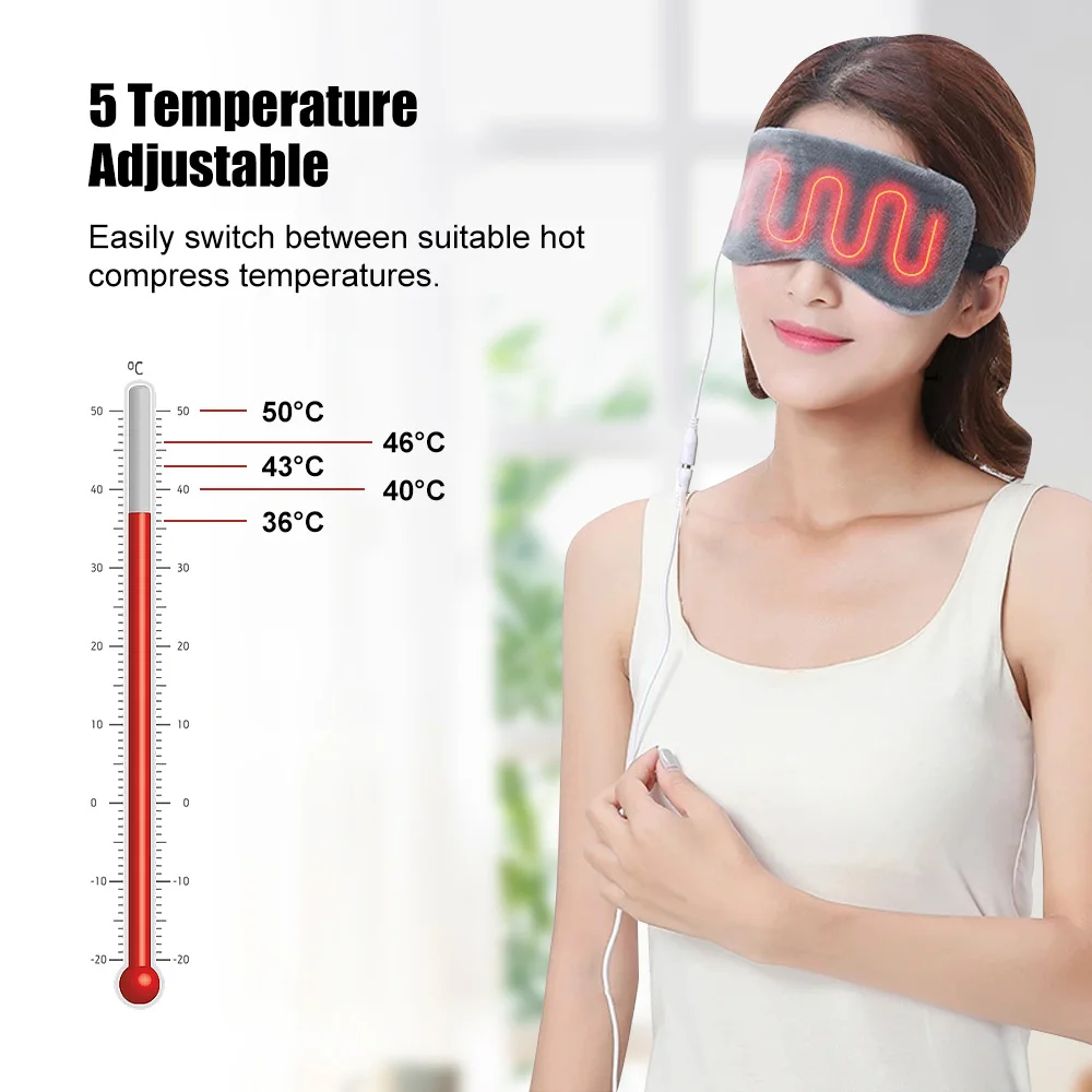 Temperature Hot Steam Eyeshade Sleeping Heated Eye Mask Anti Dark Circle Patch Fatigue Relief Sleep Travel Eye Shade Massager