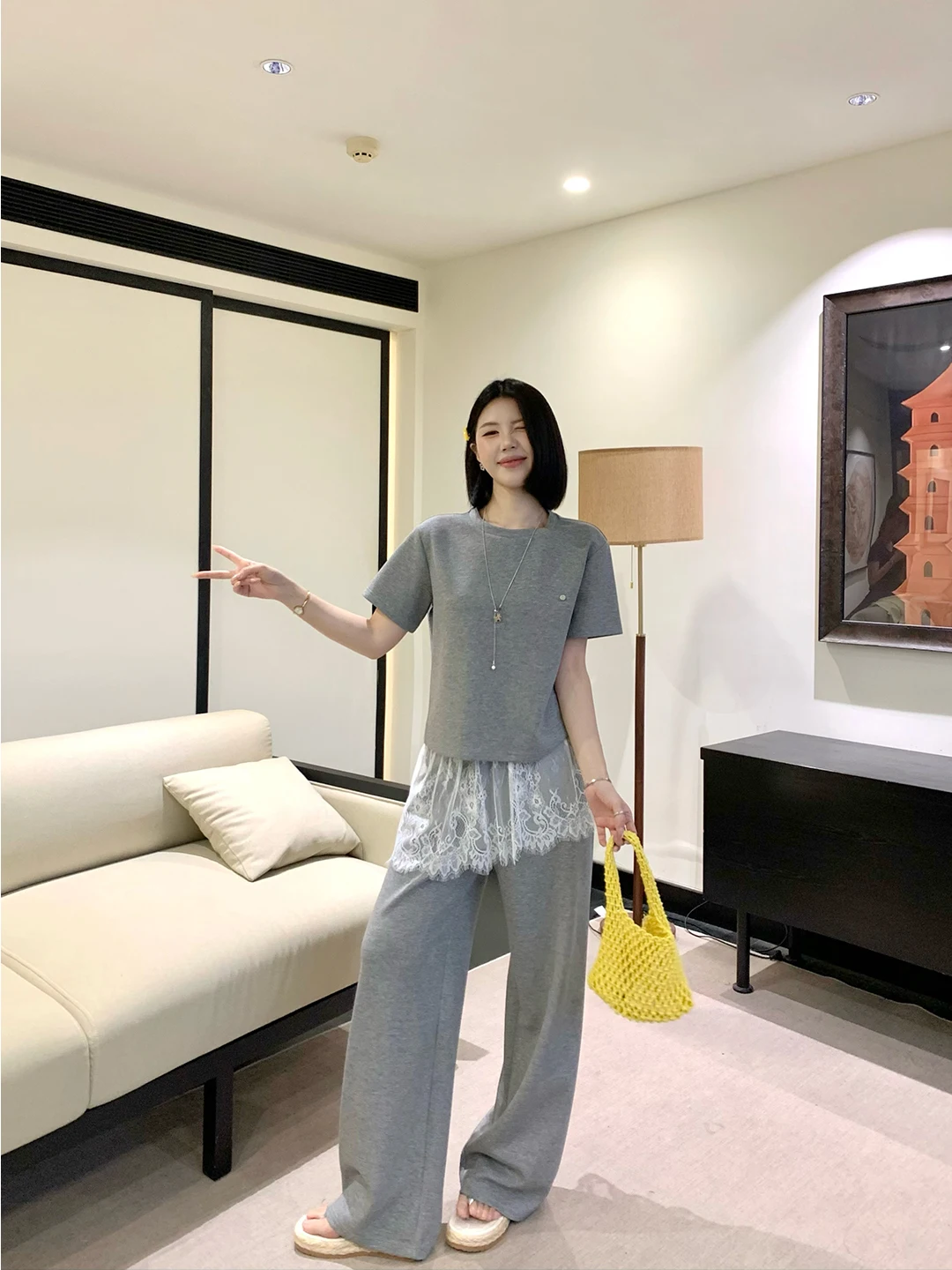 

Trendy Sweet And Spicy Modal Lace Trimmed Patchwork Curtain Set S2696 Women's Fashion Spring Collection Polyester Cotton Lycr...