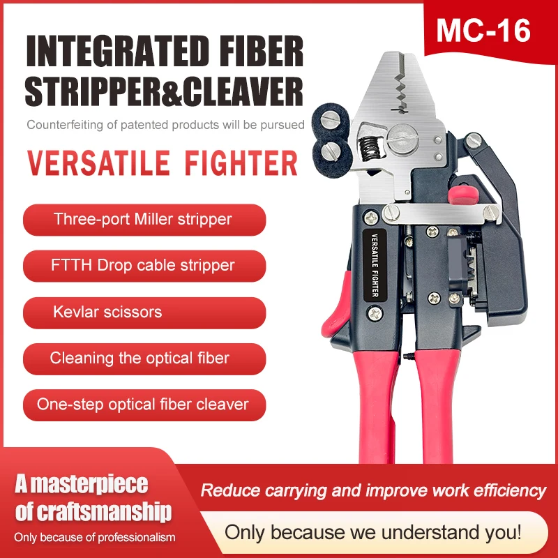 Signal Fire Newly Integrated Fiber Stripper and Cleaver MC-16 FTTH Tools with Scissors Clean Cotton and One-Step Fiber Cleavers
