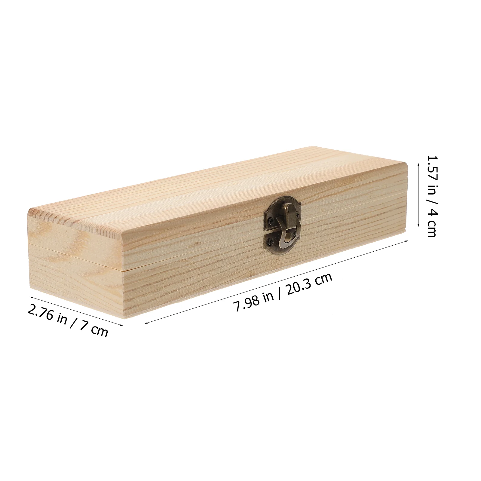 Pen Pencil Case Plain Unfinished Wooden Pencil Box Unpainted Rectangle Wooden Box Hinged Lid Artist Tool Brush Storage Box