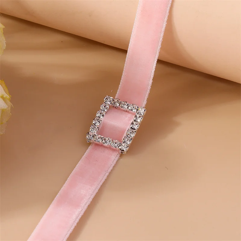 Aihua Sexy Rot Samt Choker Halsketten für Frauen Runde Quadrat Dreieck Kristall Halskette Hochzeit Schmuck Hals Kragen – Detail 9
