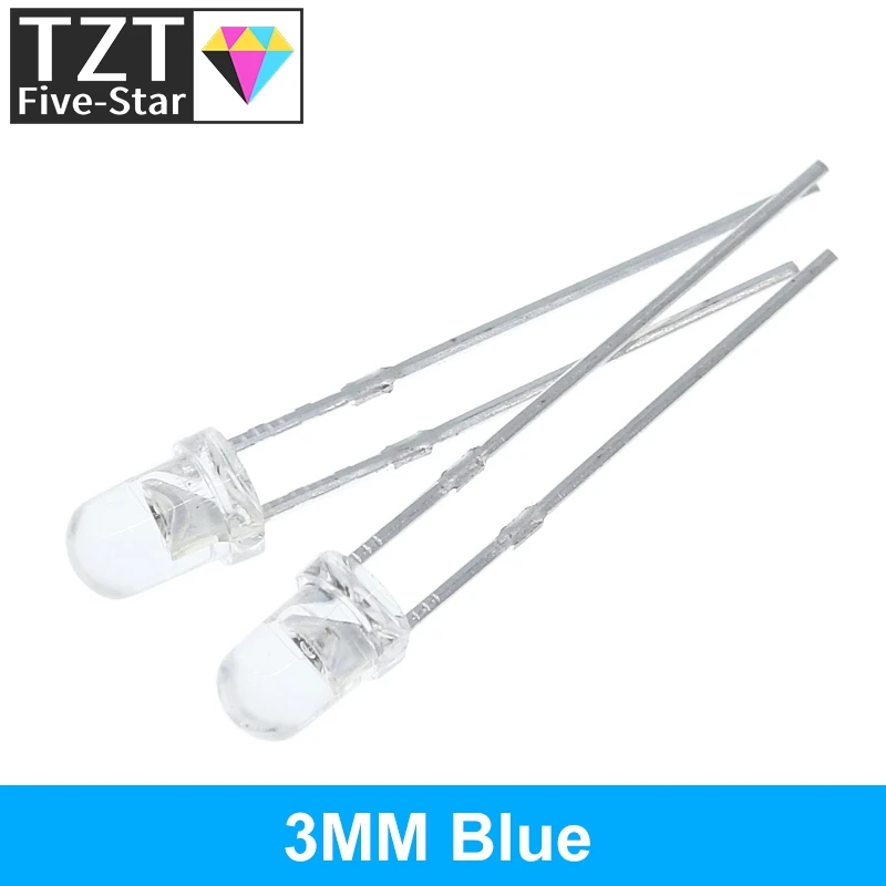10PCS / 100PCS F3 Ultra Bright 3MM Round Water Clear Green/Yellow/Blue/White/Red LED Light Lamp Emitting Diode Dides Kit image 2