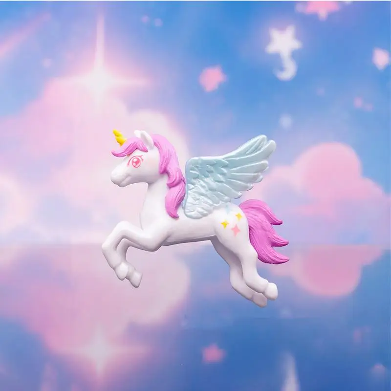 Horse Figure Cake Topper Cartoon Horse Birthday Cake Decorations With Wings Single-Horned Animal Statue For Car Ornament