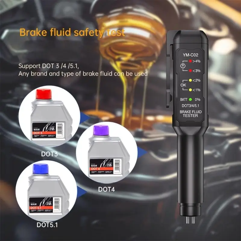 

31BC Brake Oil Detection Pen Brake Fluid Diagnostic Tool 5 Level Measurement