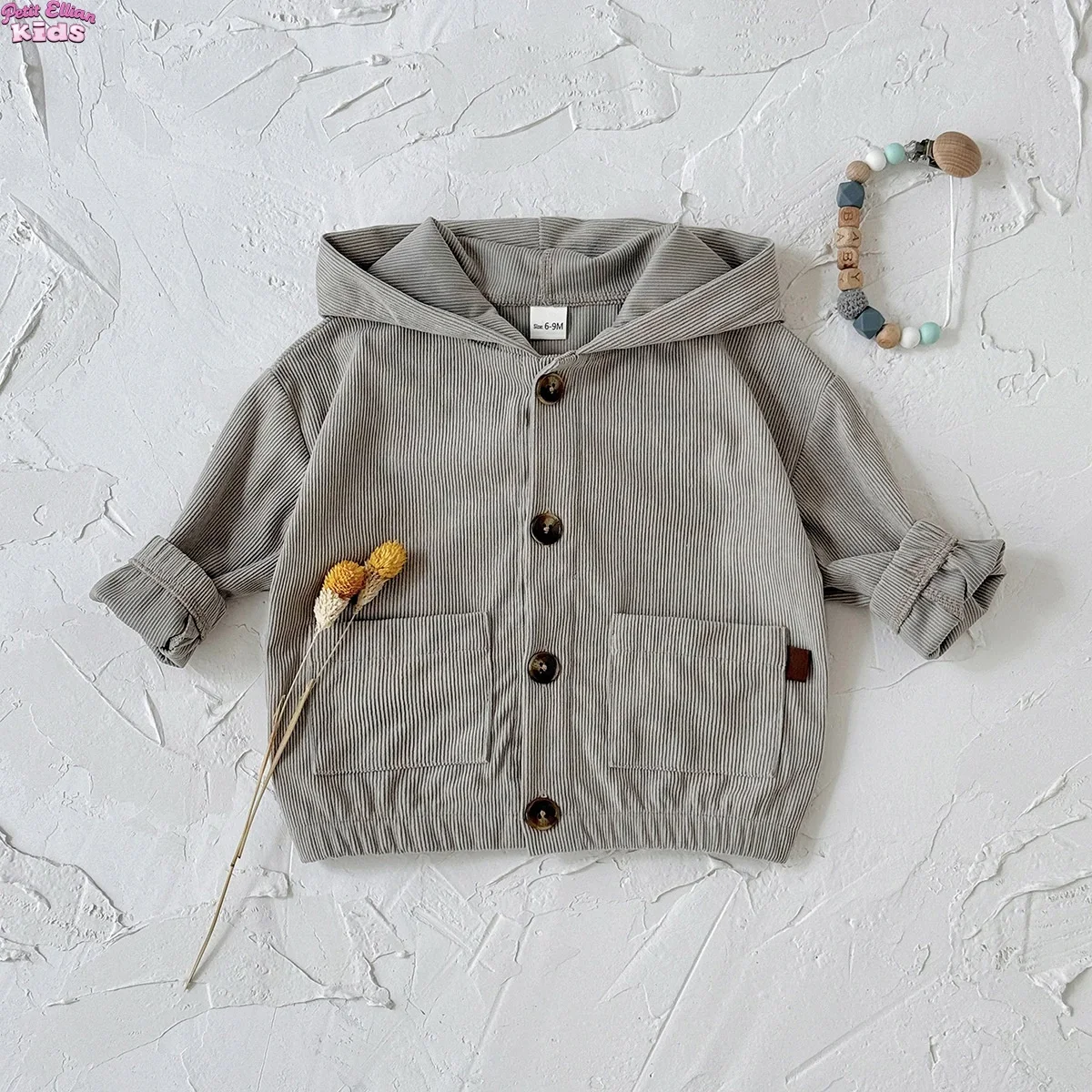 

Toddler Baby Boys Corduroy Hooded Jacket 0-3Y Girls Baby Newborn Items Mango Patch Coat Casual Infant Autumn Spring Outerwear