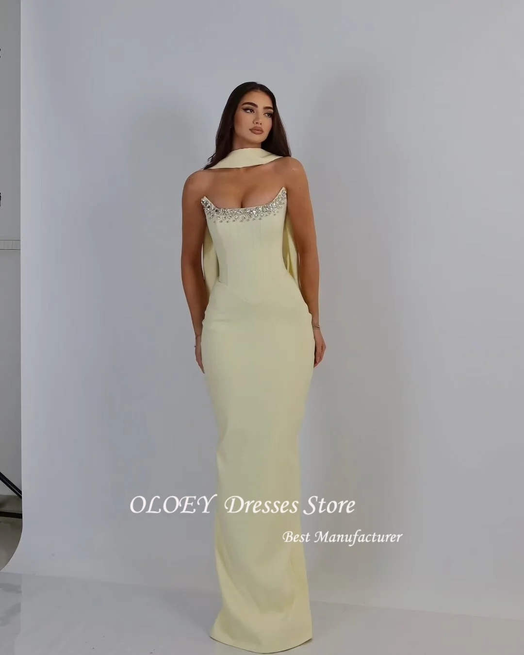 OLOEY Saudi-Arabien Meerjungfrau Prom Abendkleider Trägerlos Gefrieste Nacht Party Kleid 2025, Cocktail Prom Kleider Angepasst