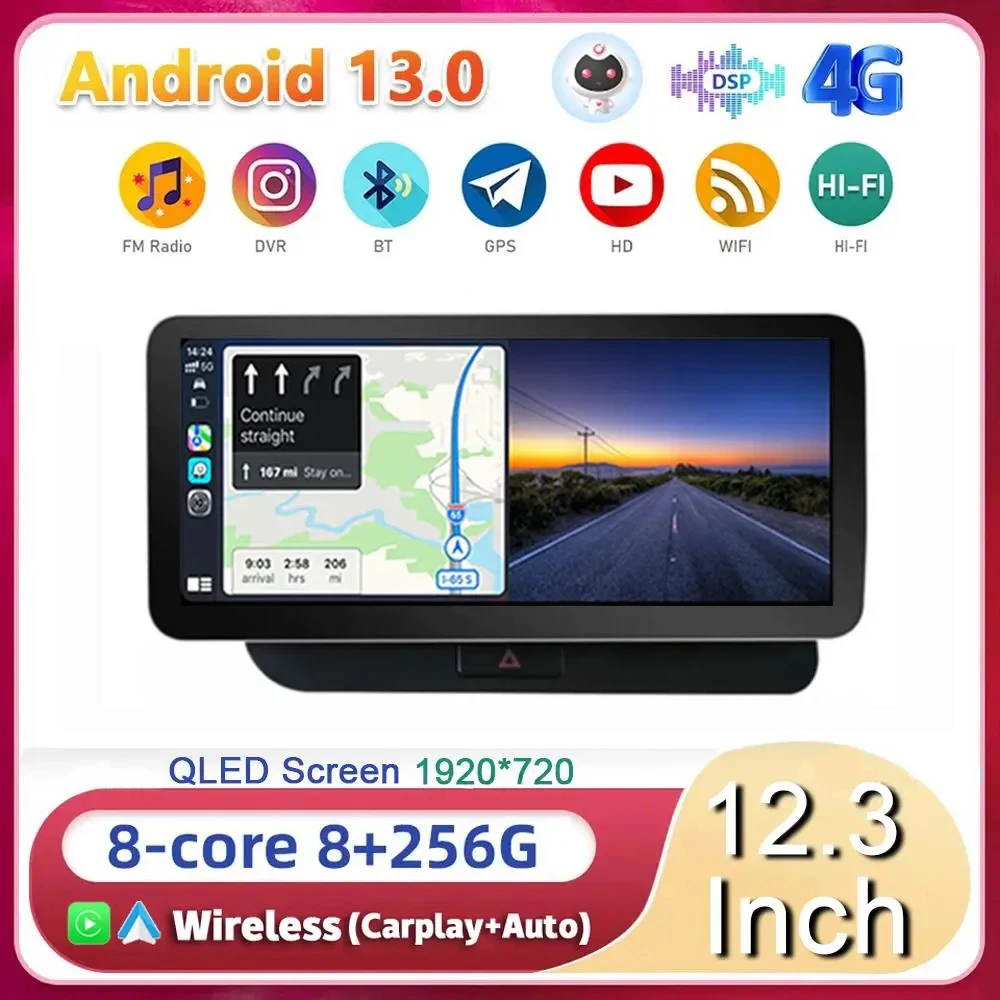 

12.3" Android13 Car Radio For Audi Q5 2009 2010 2011 2012 2013-2017 Multimedia Player GPS 4G+WIFI Stereo Carplay Auto 360 Camera