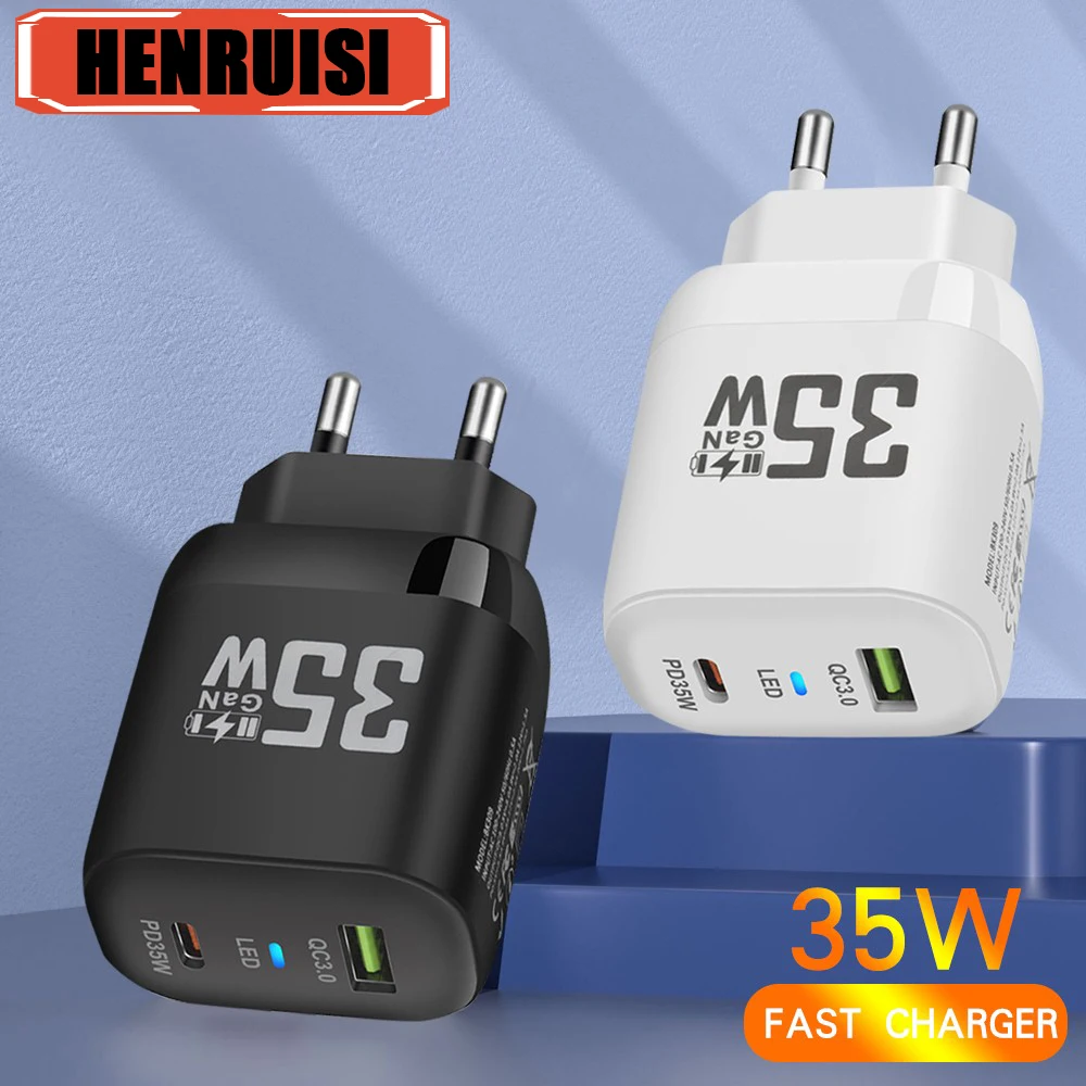 

Зарядное устройство GaN 35 Вт, тип C, быстрая зарядка QC3.0 для iPhone 15, 14 Pro Max, Huawei, Xiaomi, Samsung POCO, планшета, USB C, зарядное устройство, адаптер PD