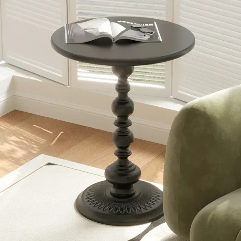 American Retro Iron Art Round Tea Table Vintage Metal Coffee Table Household Furniture for Living Room Sofa Corner Side Table